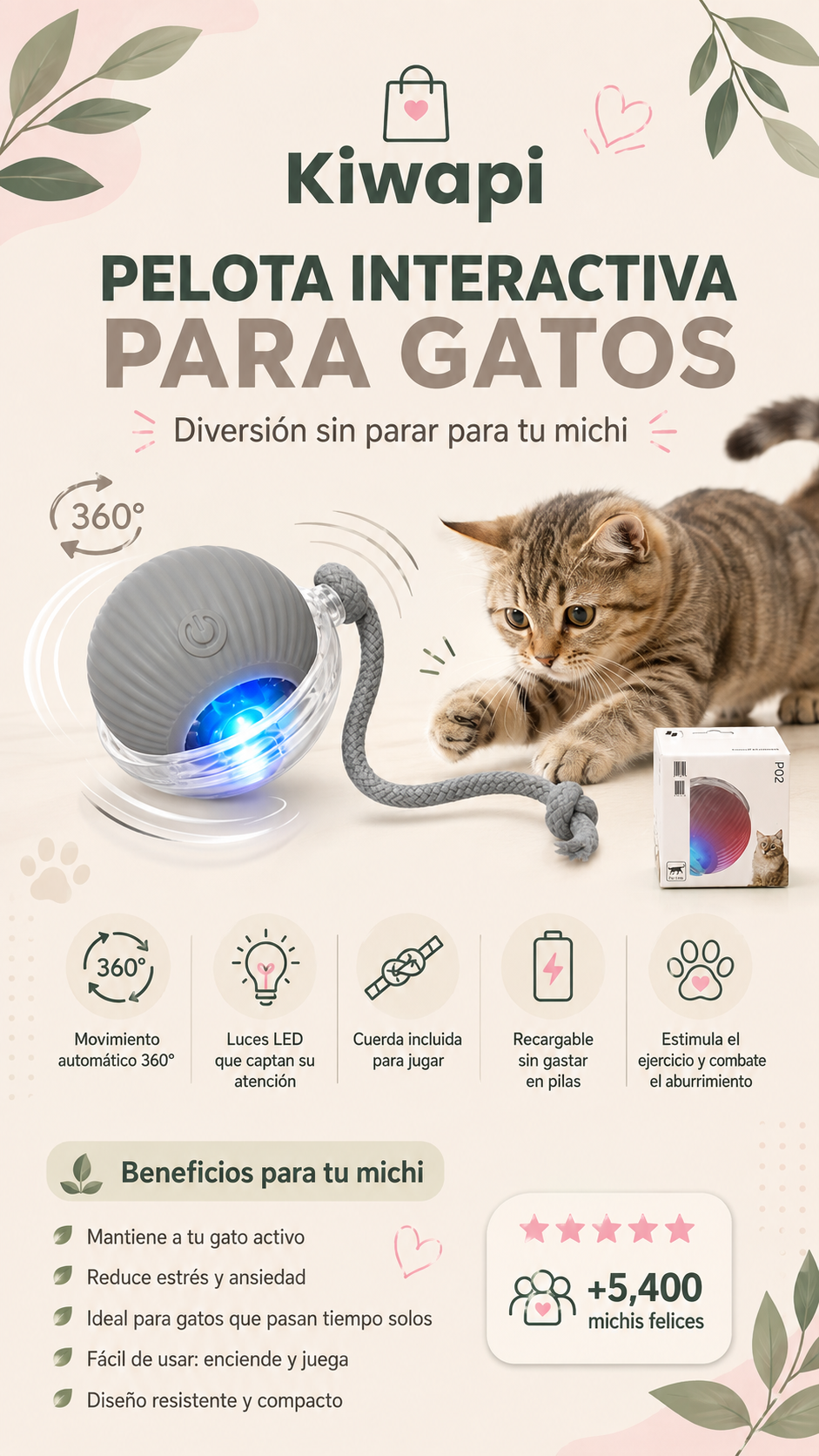 pelota interactiva para gatos